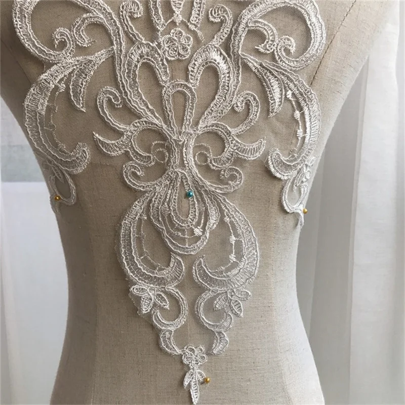 2 Pcs Embroidery Retro design Patches Bodice Wedding DIY Sew On Applique for Dress Bridal Accessories Sewing