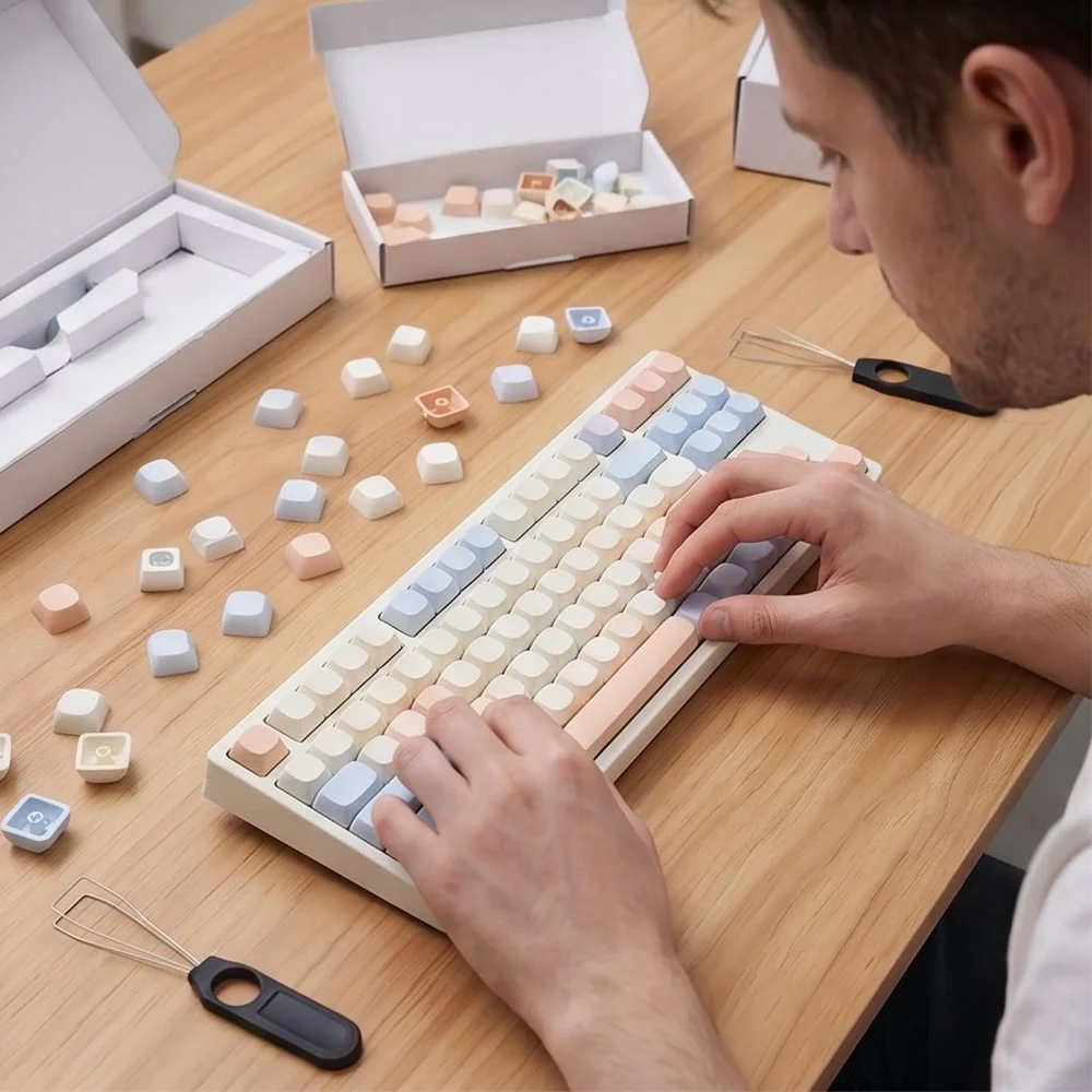 10/20/50 szt. Profil MOA 1U PBT Blank Keycaps Macaron Wielokolorowe Nakładki na Klawisze DIY Bez Nadruku do Klawiatur Mechanicznych MX Gaming — zdjęcie produktu 4