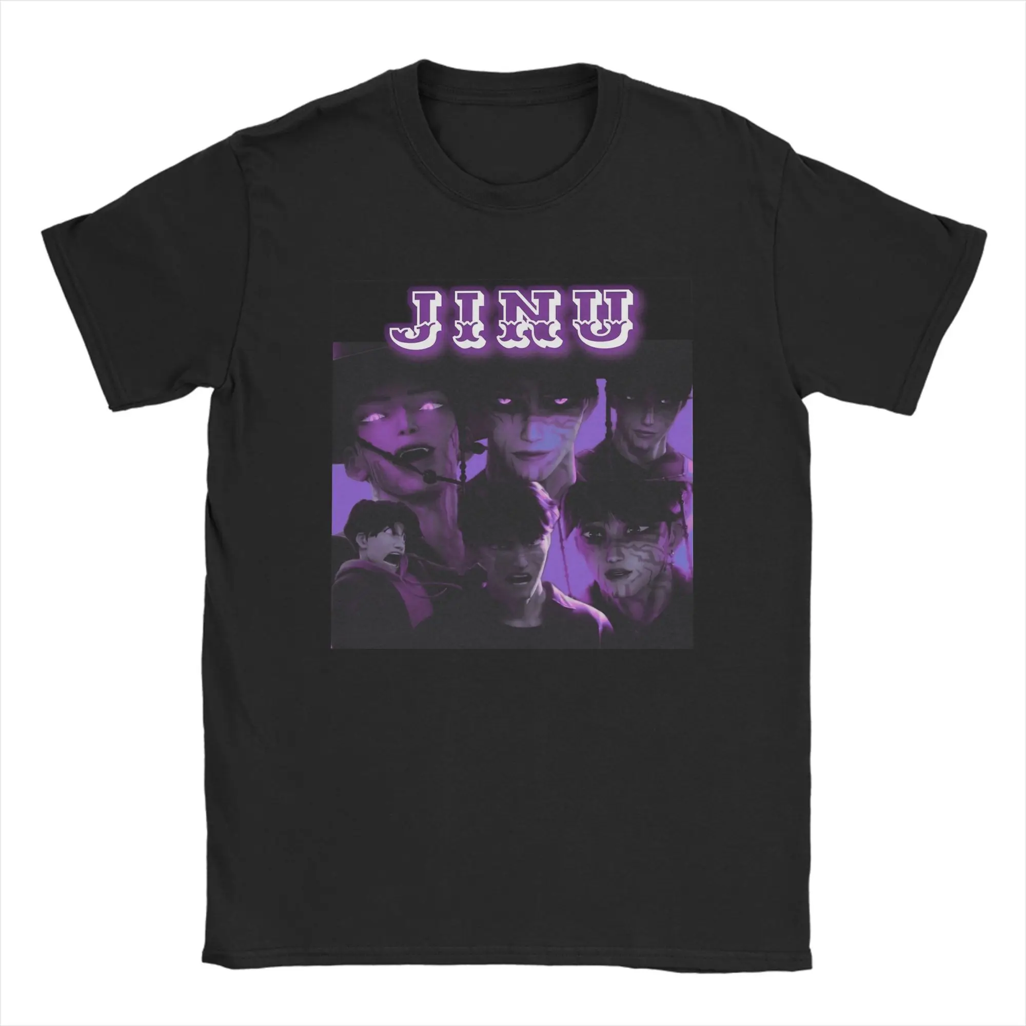 

Humor Jinu Purple Saja Boys KPop Demon Hunters Футболка Мужская хлопковая футболка с круглым воротником Футболка с короткими рукавами Классическая одежда