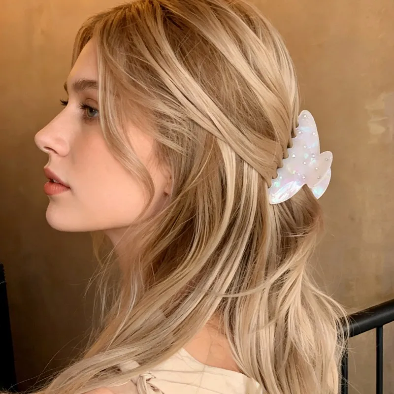 

Large Rhinestone Acetate Hair Claw Clips - Premium Versatile Shark Claws for High Ponytails, Stylish Women's Hair Accessories