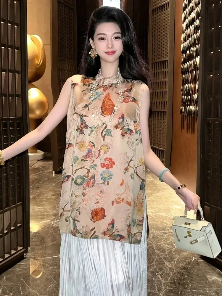 Conjunto de falda y Top con estampado Floral chino para mujer, traje de dos piezas de Faion, conjunto de ropa de verano de tendencia nacional, novedad de 2025