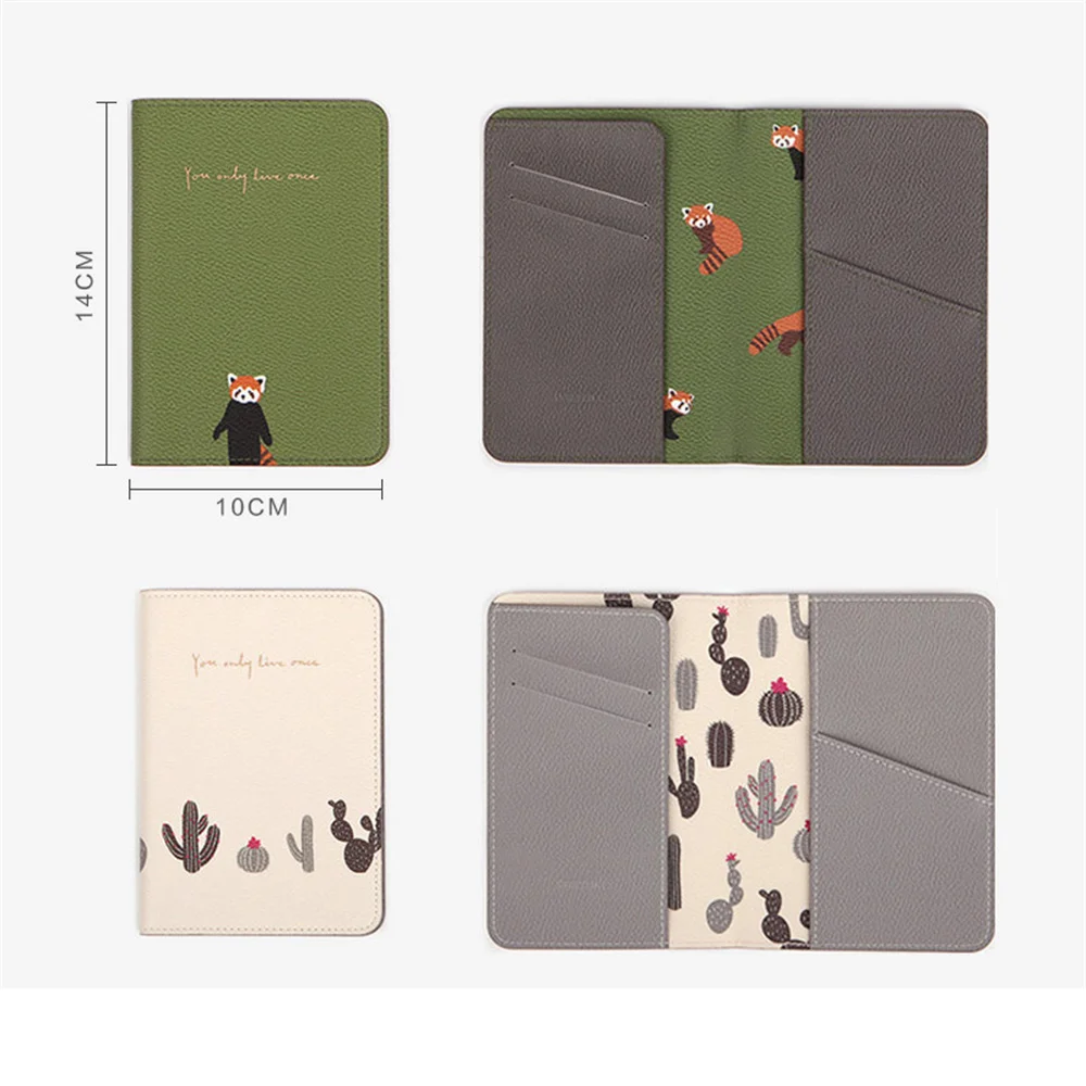 Cartoon Passport Cover Cute Travel Pu Leather Passport Holder Protector Organizer Document Business Credit Id Cards Wallets Bags