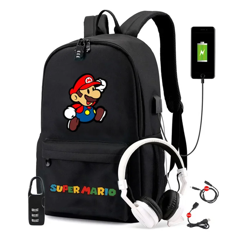 

Mario Surrounding Primary and Secondary School Students Backpack USB Charging Large Capacity Outdoor Travel Computer Bag