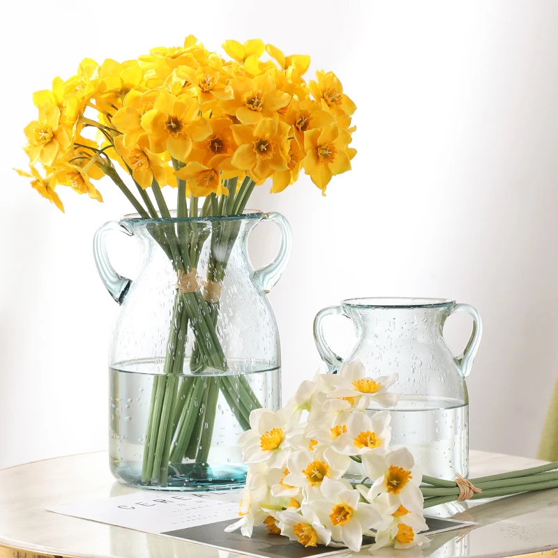 

6Pcs/bunch White Artificial Narcissus Flower Bouquet Home Garden Desktop Decoration Floral Party Wedding Bridal Fake Flowers