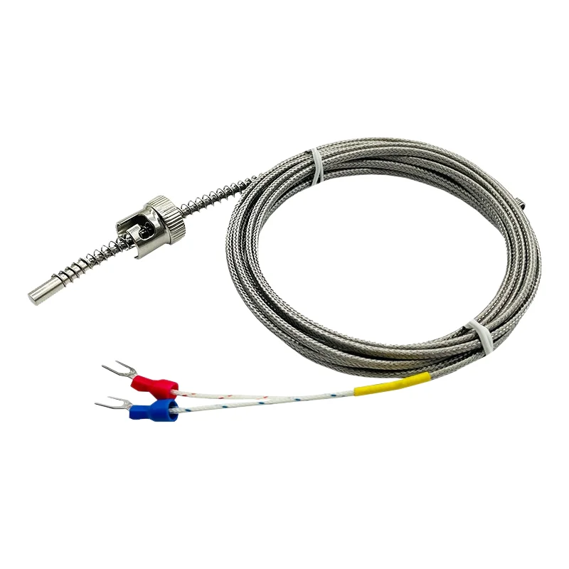 2-Meter Type K Thermocouple Buckle for Injection Molding Machine Extruder Compression Spring Temperature Sensor Head