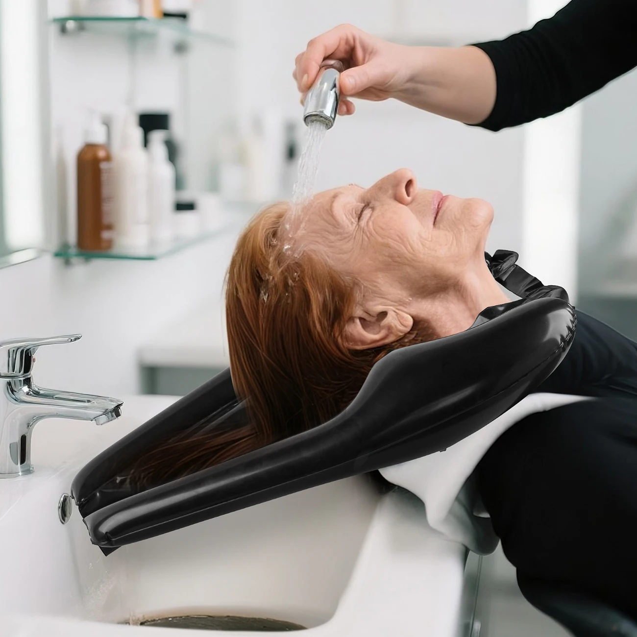 

Inflatable Shampoo Pillow, Portable Hair Washing Neck Support Cushion for Bedridden, Elderly Care, Home Salon, Easy Drain Design