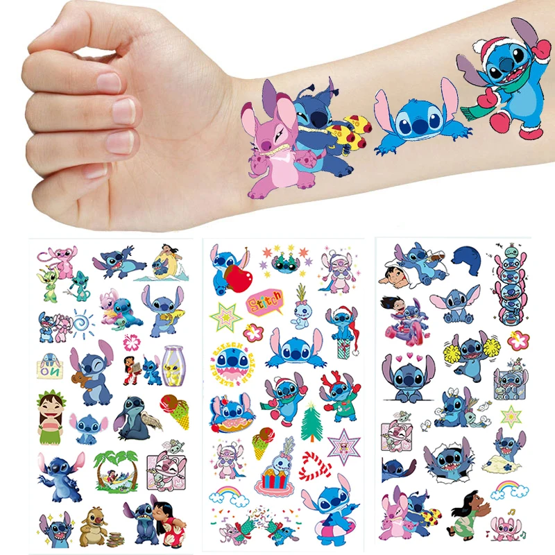 Disney Cute Cartoon Lilo & Stitch Stickers DIY Diary Tattoo Stickers Stitch Birthday Party Decoration Fun Classic Toy