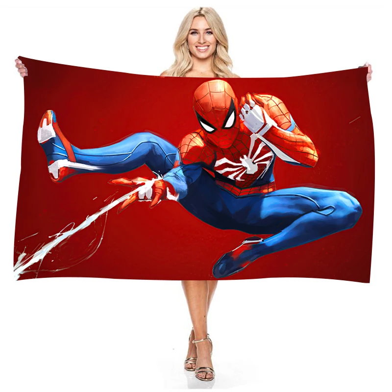 Marvels SpiderMans Bath Towel Swimming Beach Towels 70x140CM Cartoon Anime Cute Wrapable Bath Towel for Bathing Absorbent Gifts