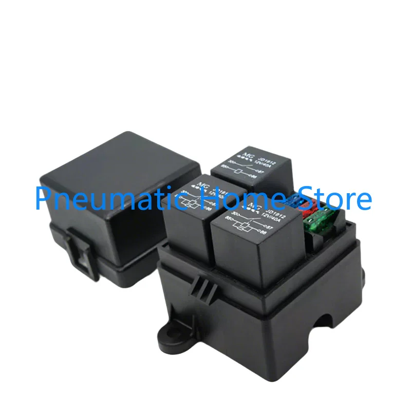 Car Relay 3-Way Fuse Box Terminal Link 12V 24V Relay Spot Light Refit Switch Control the Safety Box 40A 80A