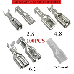 2.8/4.8/6.3mm Motorcycle Electrical Materials Butt Plug Crimp Connector Spade 12vBattery Small Female Speaker Kabels Terminales