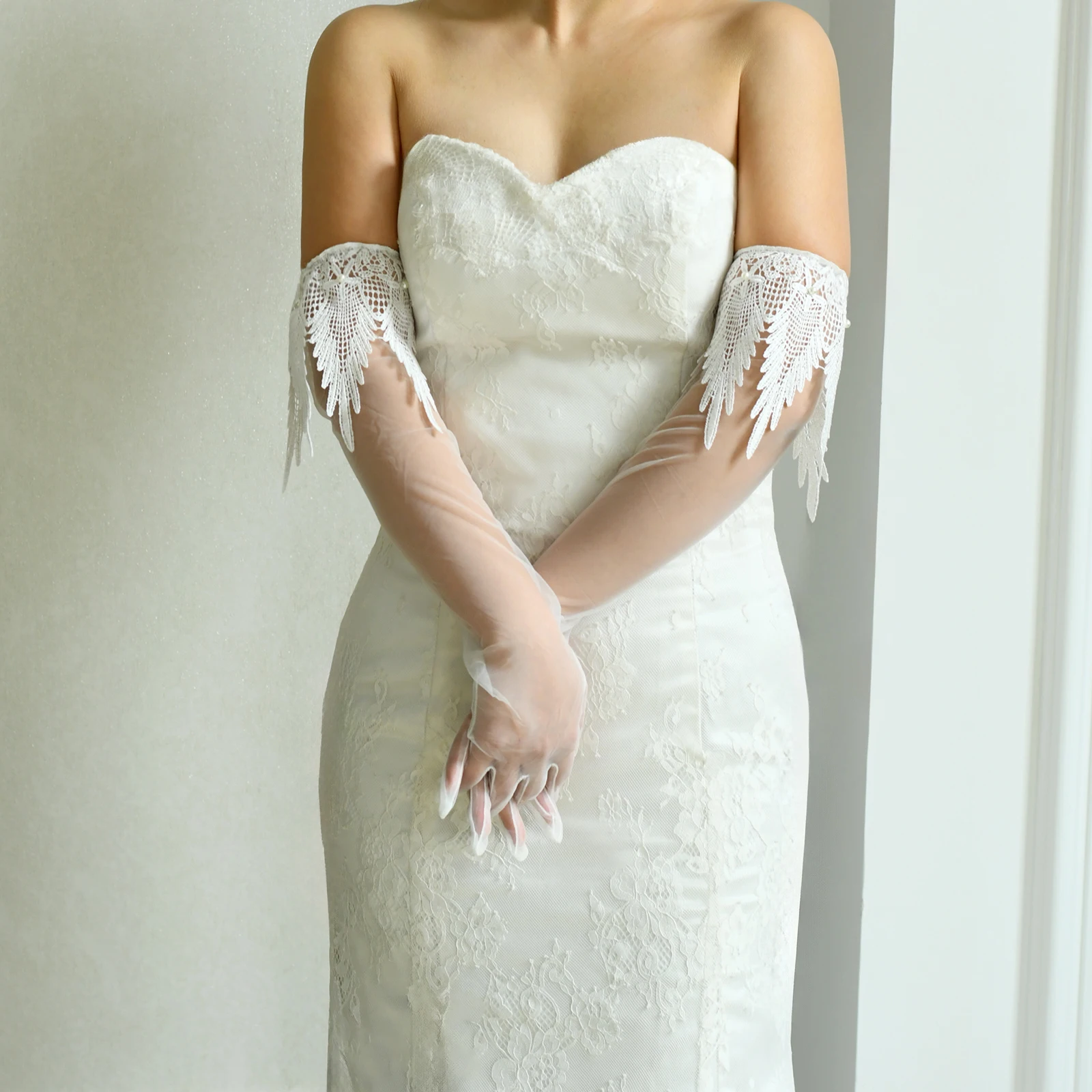 

YouLaPan MM18 Различные стили женских сетчатых перчаток, однотонные перчатки на пальцы, изысканные перчатки с жемчужным бантом, свадебные, повседневные