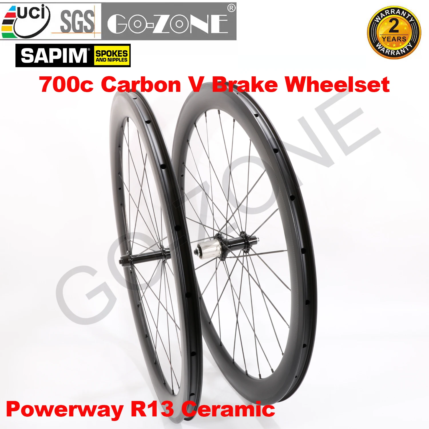 Bicycle Parts Carbon 700c Wheelset Clincher Tubeless Ceramic Hubs High TG 26mm Powerway R13 Sapim Carbon Road Rim Brake Wheels