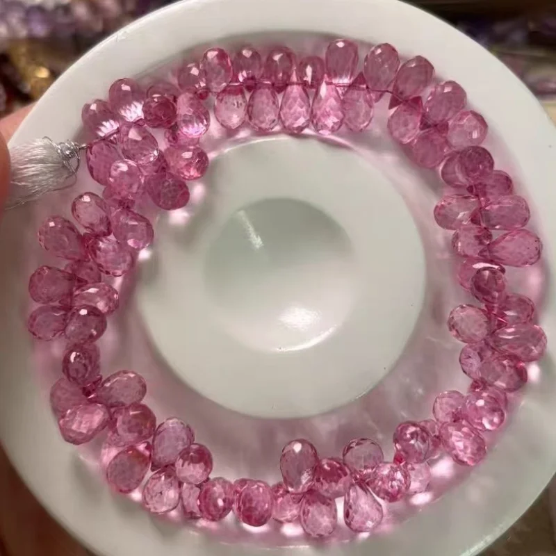 1 قطعة فضفاض الخرز الوردي الأخضر الأرجواني blueTopaz قطرة الأوجه 6-8 مللي متر DIY بها بنفسك صنع المجوهرات FPPJ بالجملة الخرز طبيعة جوهرة الحجر