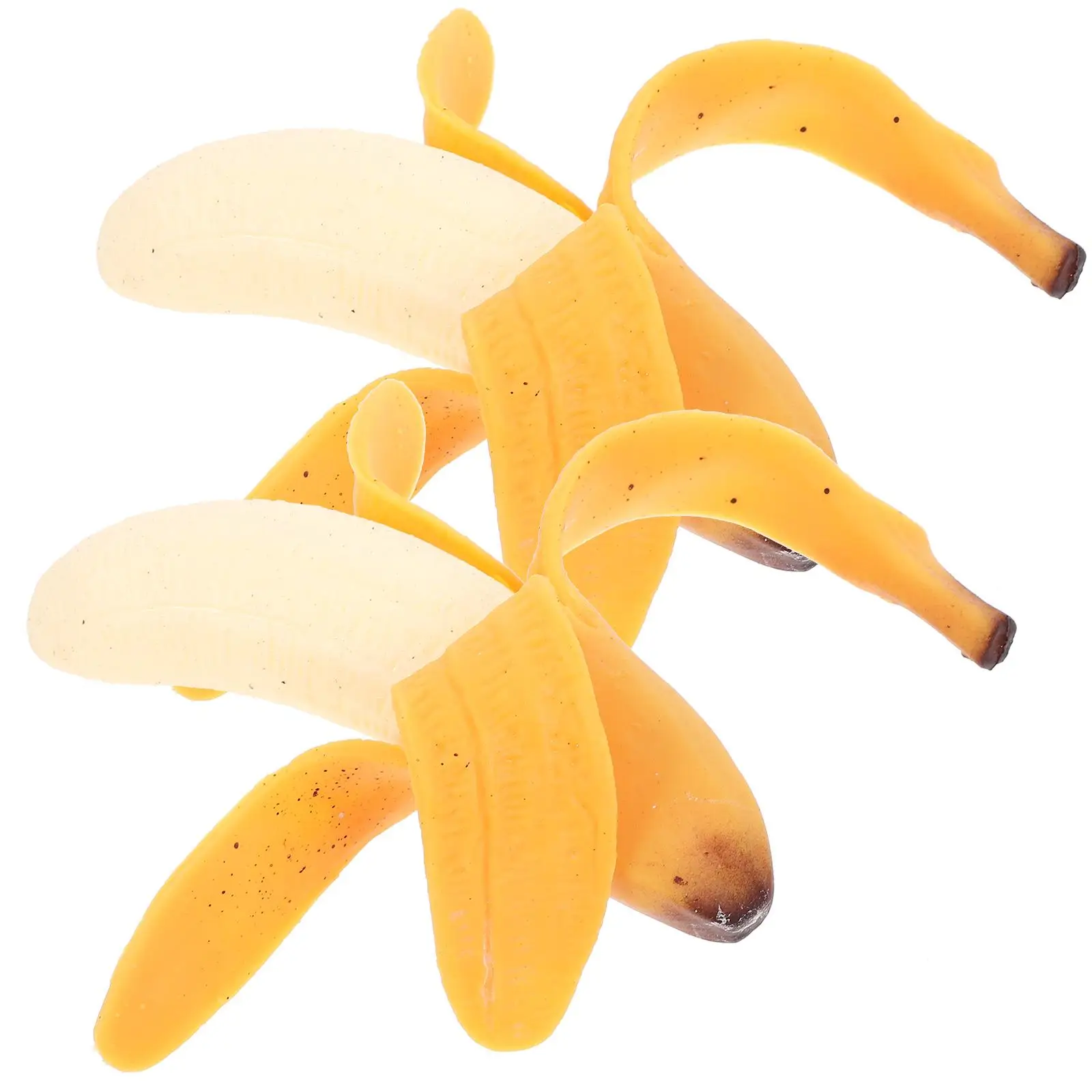 2 pçs brinquedo de alívio do estresse simulado borracha banana descompressão squeeze bolas brilhante amarelo festa favores material prático