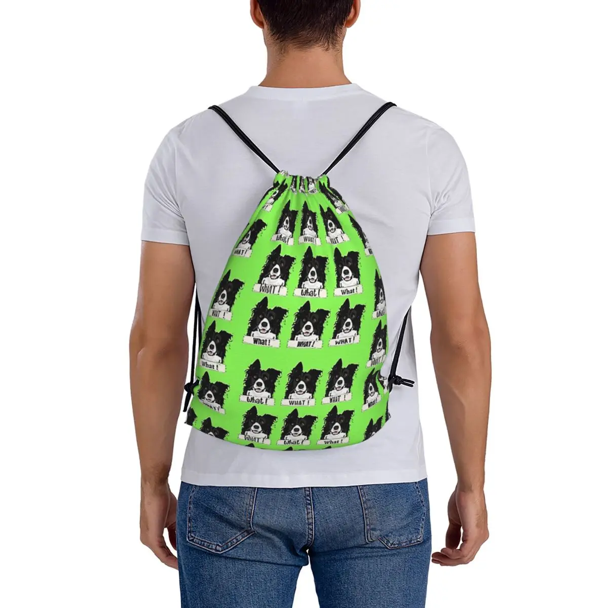 Border Collie What Stickers And Gifts Backpacks Portable Drawstring Bags Sundries Bag Book Bags for Man Woman School