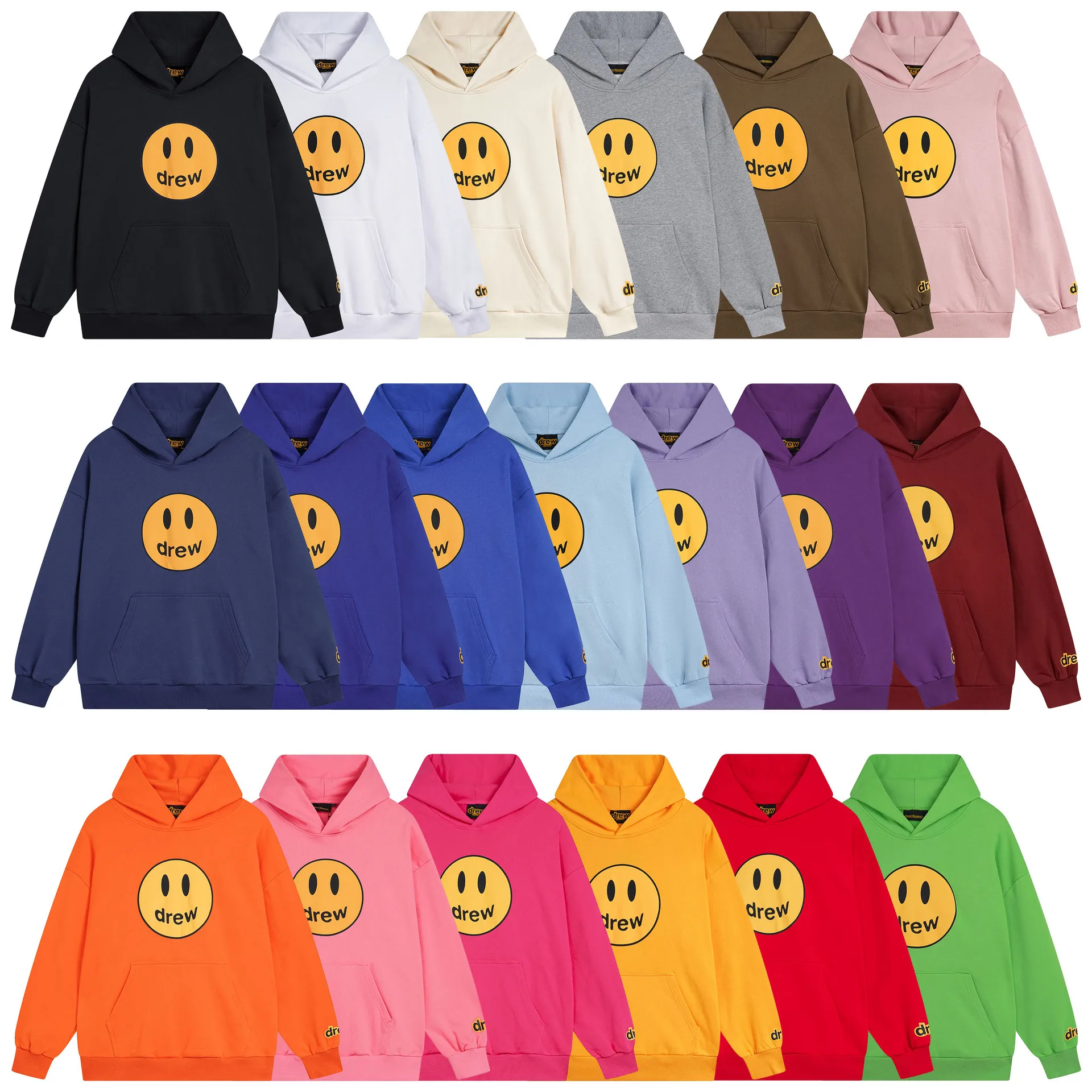 

Drew House Smiley Face Hoodie Unisex Oversized Hip-Hop Versatile Streetwear Couple Hoodie