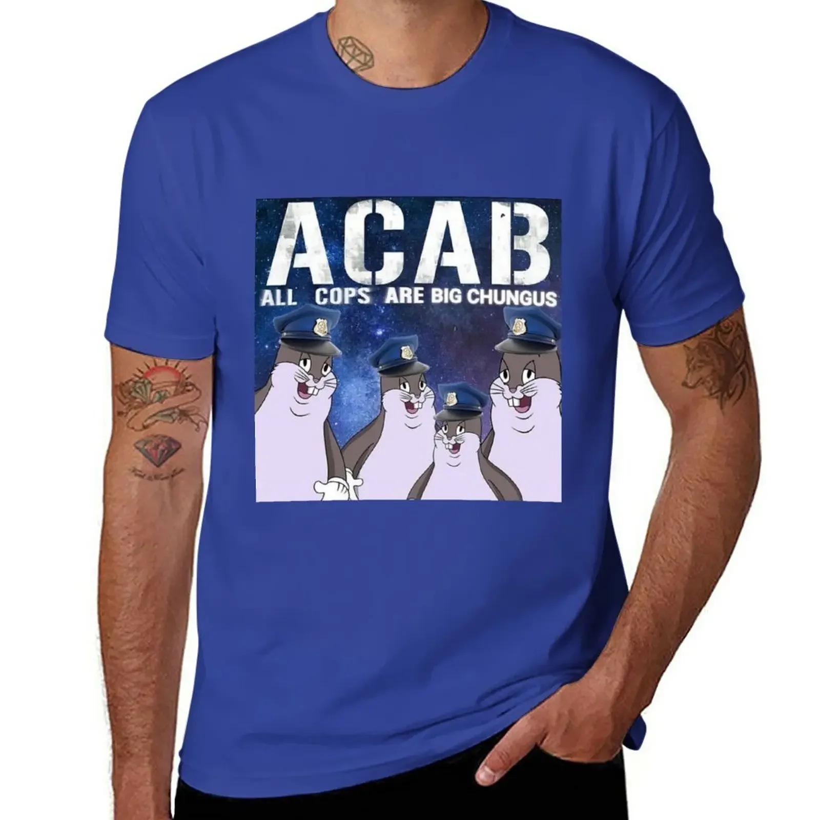 New All Cops Are Big Chungus ACAB T-Shirt graphic t shirt cute clothes man clothes mens graphic anime Male fashion Hot Sale