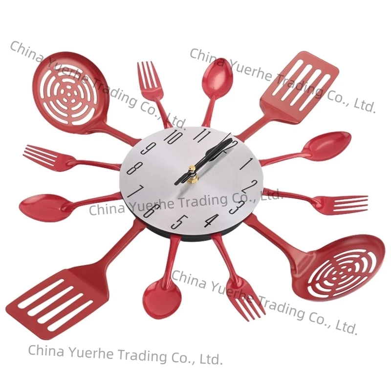 

ABXF-16 Inch Large Kitchen Wall Clocks With Spoons And Forks,3D Tableware Wall Clock Room Home Decoration