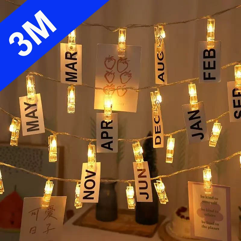 Photo Clip String Lights Wedding Stands Clips Fairy Lights Battery Operated Wedding Lights Decoration Led Hanging Pictures