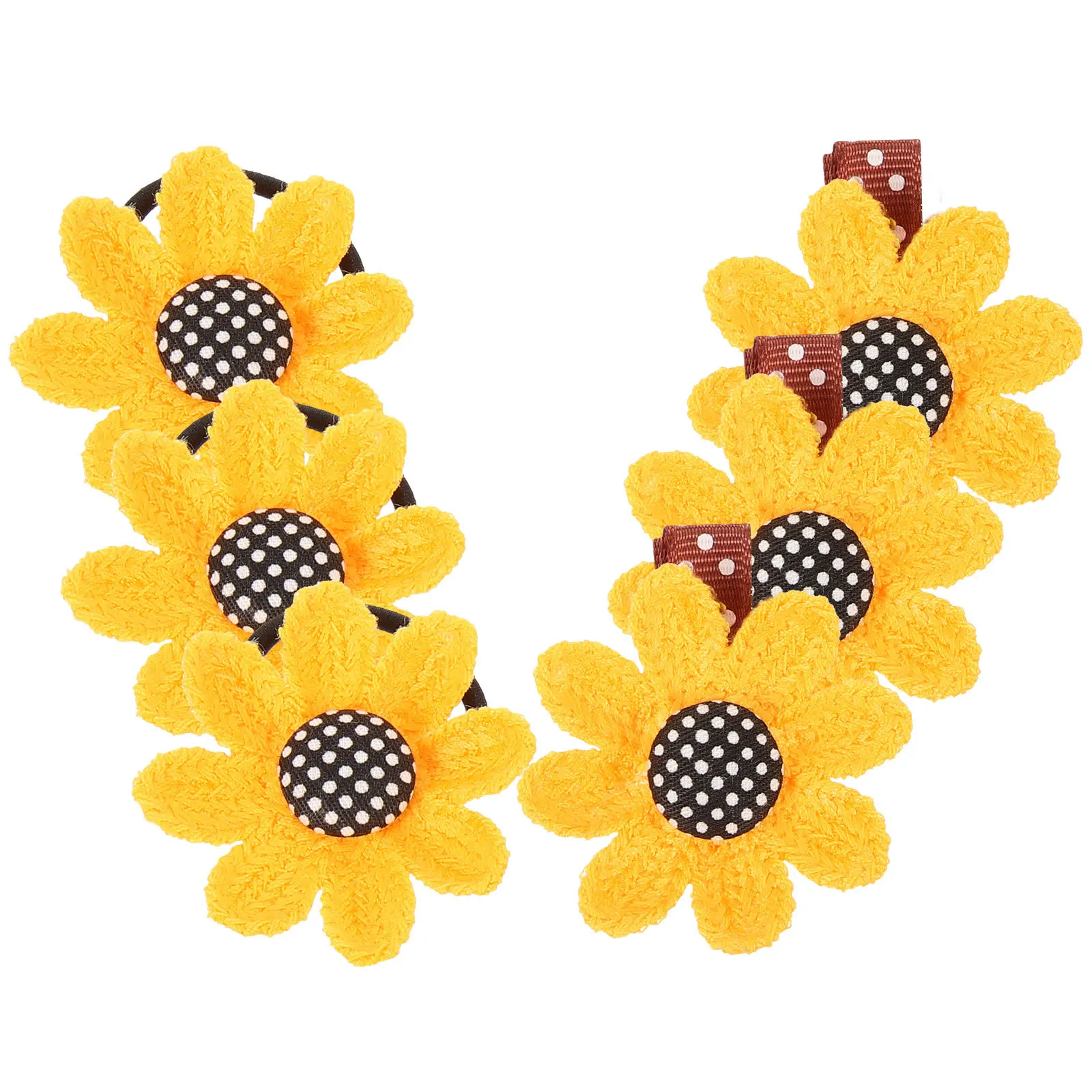 

6Pcs Sunflower Hairpins Mini Hair Clip Set Durable Lovely Party Hair Accessories Headwear Black Yellow