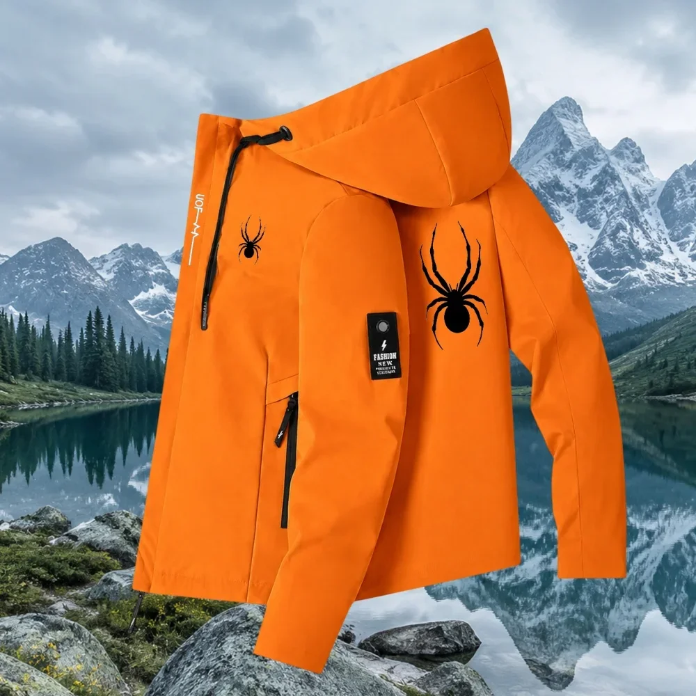 New Men's Windproof Sports Jacket with Cap Outdoor Training Coat High-Quality Sports Coat Casual Streetwear Sports Top