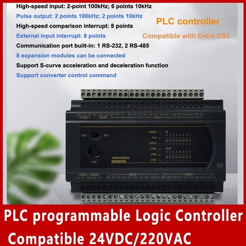 PLC programmable Logic Controller Compatible 24VDC/220VAC for Delta ES2 DVP 16/24/32/40/60