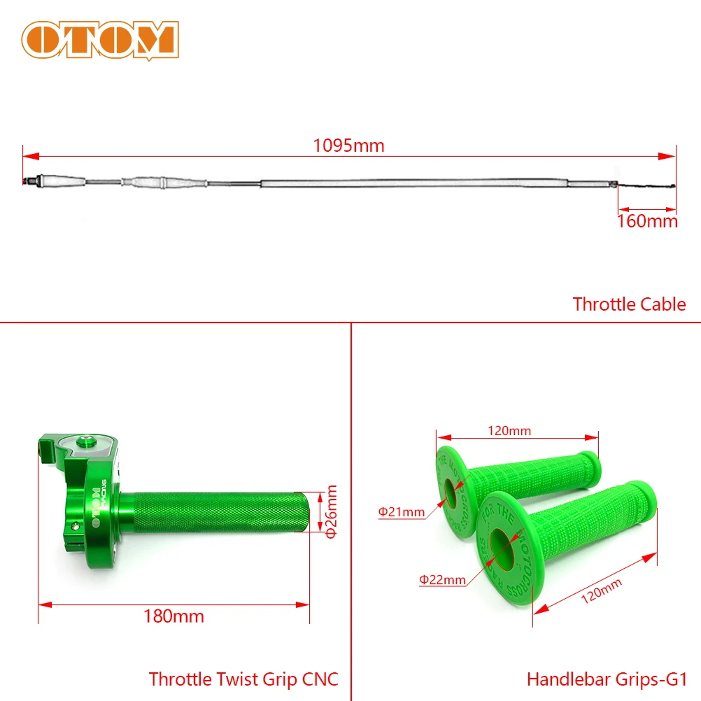 OTOM Twists Throttle Grip Dirt Bike CNC Oiler Accelerator Handlebar Grips and Cable Set For HONDA CB CG Motorcycle Modified Part