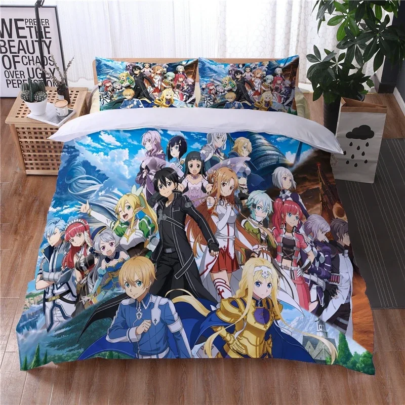 Sword Art Online 3d Duvet Cover Set Pillowcase Twin Full Queen King Bedding Set Cartoon Digital Printing Comforter Cover Sets