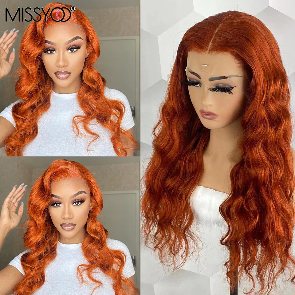 

Orange Ginger Color Body Wave Wigs 13x4 Lace Front Human Hair Wigs Baby Hair Brazilian Remy Hair HD Transparent Lace For Women