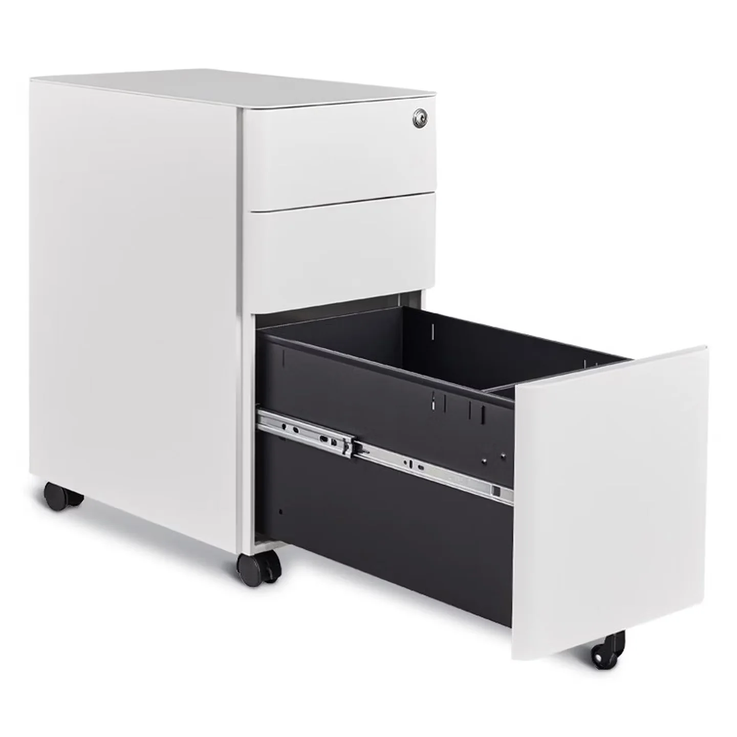 

Filing cabinets,White round Arc Steel File Cabinet Mobile Storage Cabinet with Three Drawers Suitable for Office And Home
