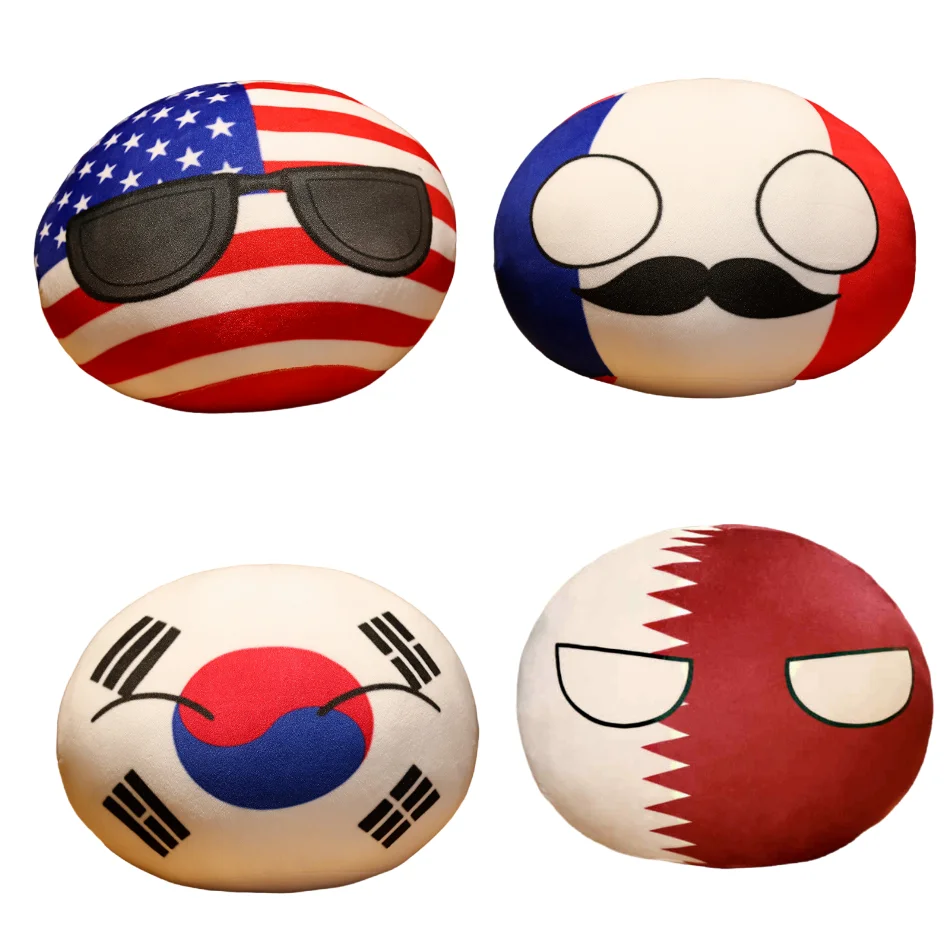 ตลก Polandball 10 ซม.Countryballs ของเล่นตุ๊กตาจี้ตุ๊กตา Plush Countryball USSR USA ฝรั่งเศสรัสเซีย UK ญี่ปุ่นเยอรมนีอิตาลี