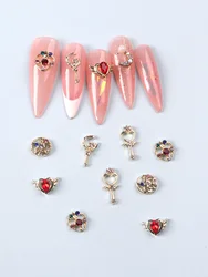 10pcs Japan Korea Metal Nail Art Parts Charms Vintage Mixed Design Crown Heart Flower Chain Loop 3D DIY Alloy Accessories