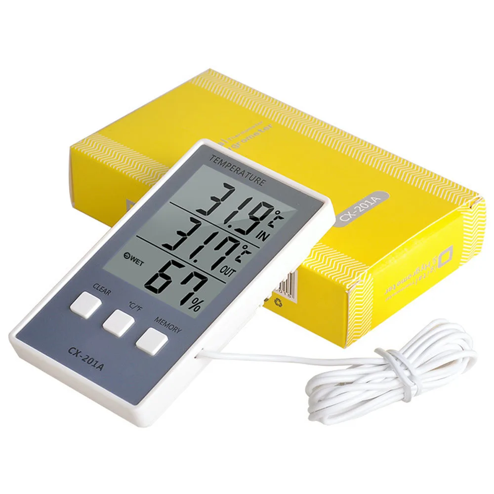 

Digital LCD Thermometer Hygrometer Indoor Outdoor Temperature Humidity Meter C/F Display Sensor Probe Weather Station CX-201A