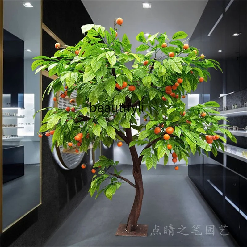 Simulation Persimmon Tree Orange Apple Hawthorn Mango Pomegranate Lemon Peach Indoor Large Fruit Tree Decoration