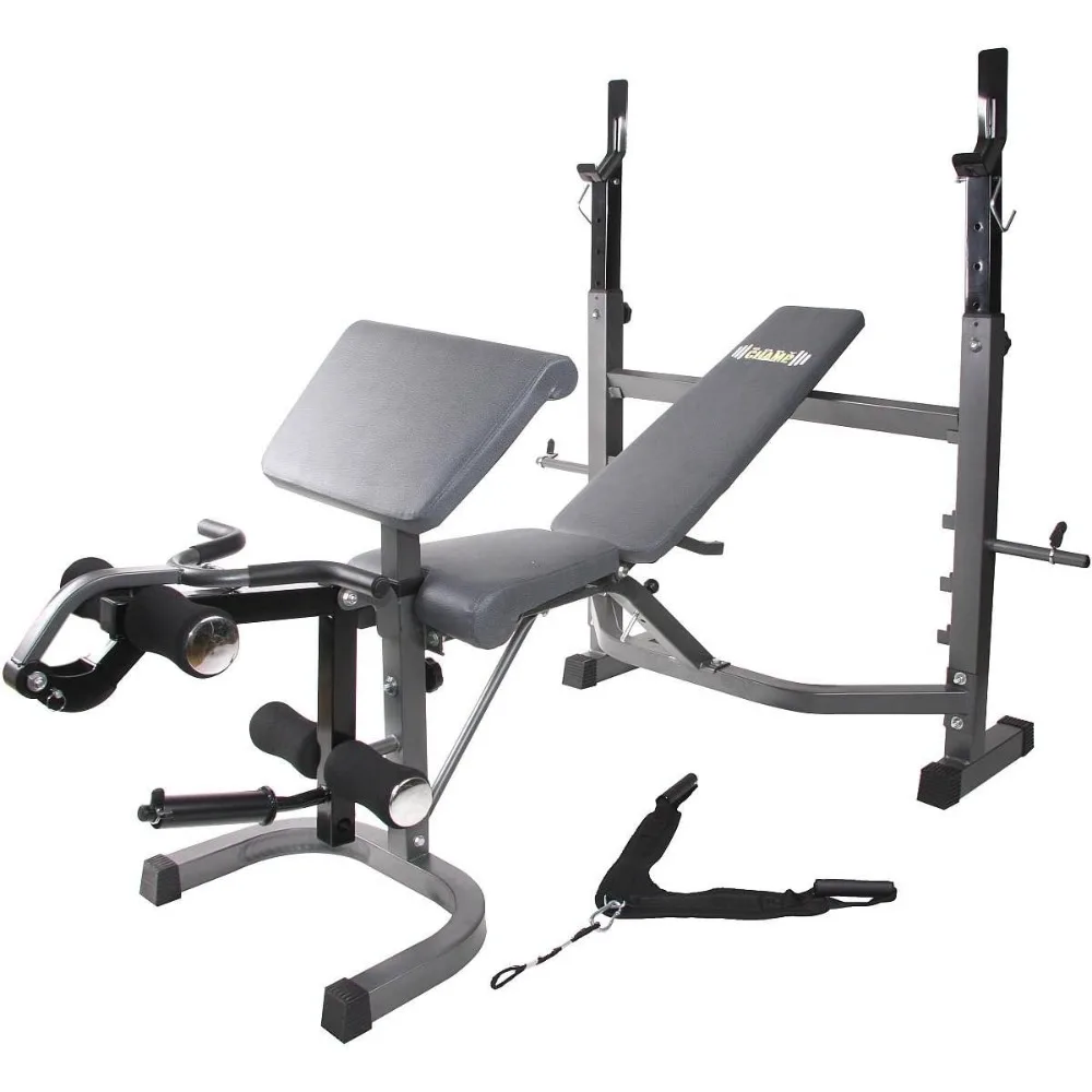 Weight Bench, Workout Equipment for Home Workouts, Bench Press with Preacher Curl, Leg Developer and Crunch Handle At