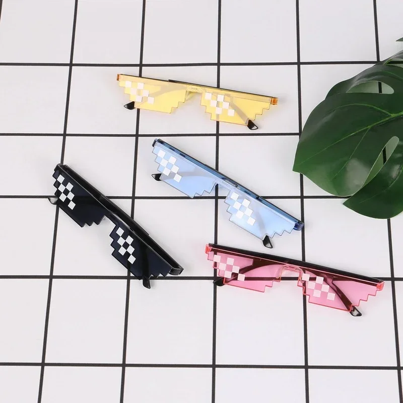 جديد 1/2/3/6 قطعة فسيفساء نظارات النظارات الشمسية الرجال النساء بكسل العصرية كول سوبر حفلة مضحك خمر ظلال نظارات نظارات