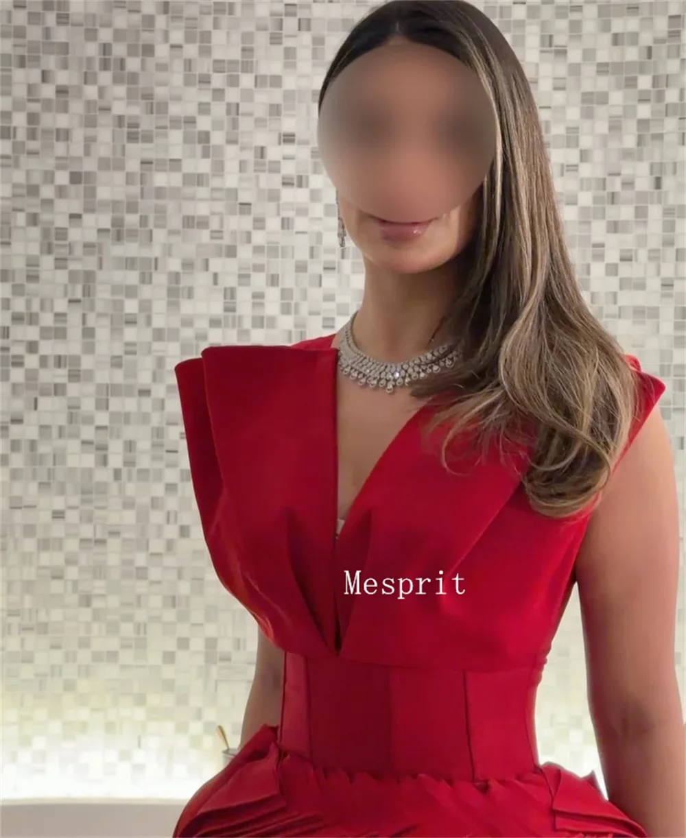 Customized High Quality Jersey Pleat Straight V-neck Long Bespoke Occasion Party Dresses Exquisite Chinese Style image 2