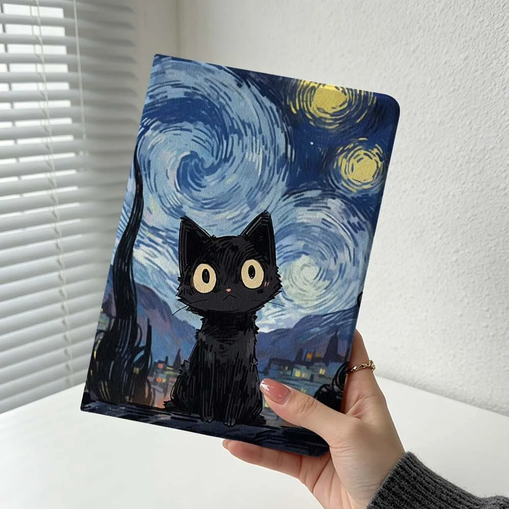 Van Gogh-Style Art Cartoon Cat For Xiaomi Redmi Mi Pad 8 7 6 5 4 2 SE K Pro Max Ultra Poco Pad Soft Inch Tablet Case Cover