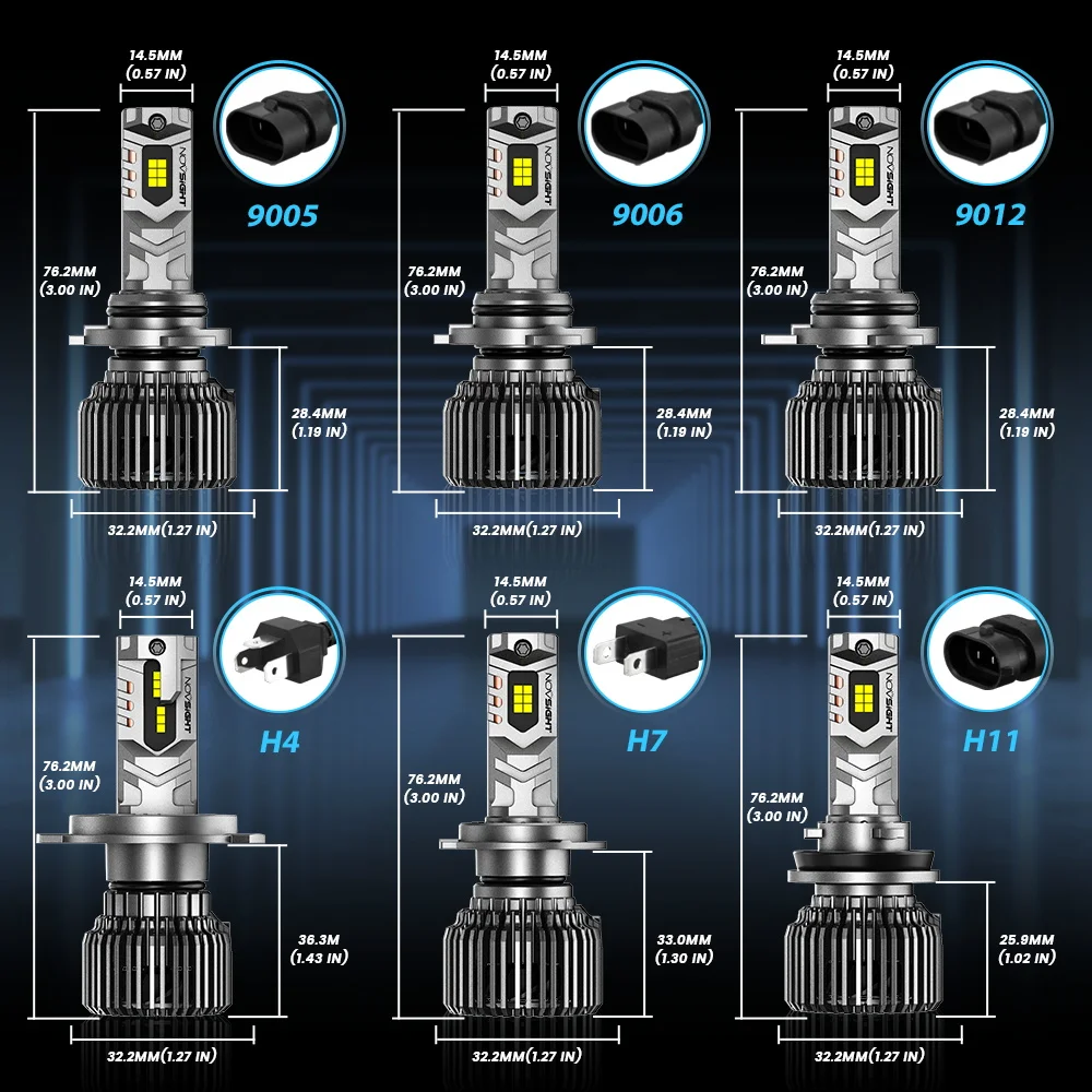 Передняя фара Novsight N75 H4 для автомобиля, лампа для фар головного света H7, 9005, HB3, 9006, HB4, 9012, 6500K, 100 лм, Вт, 12 В