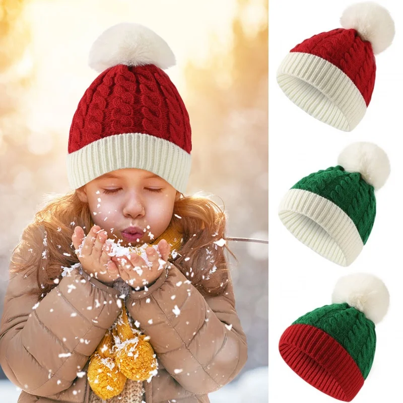 Winter Warm Mother & Kids Knit Crochet Cap Beanie Skullcap Bonnet Children Xmas Christmas Santa New Year Hat Couples Family Wear