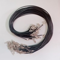 10pcs Black Color PU Leather Cord Wax Rope Chain Necklace 45cm+5cm Chain DIY Jewelry Pendant Accessories Wholesale