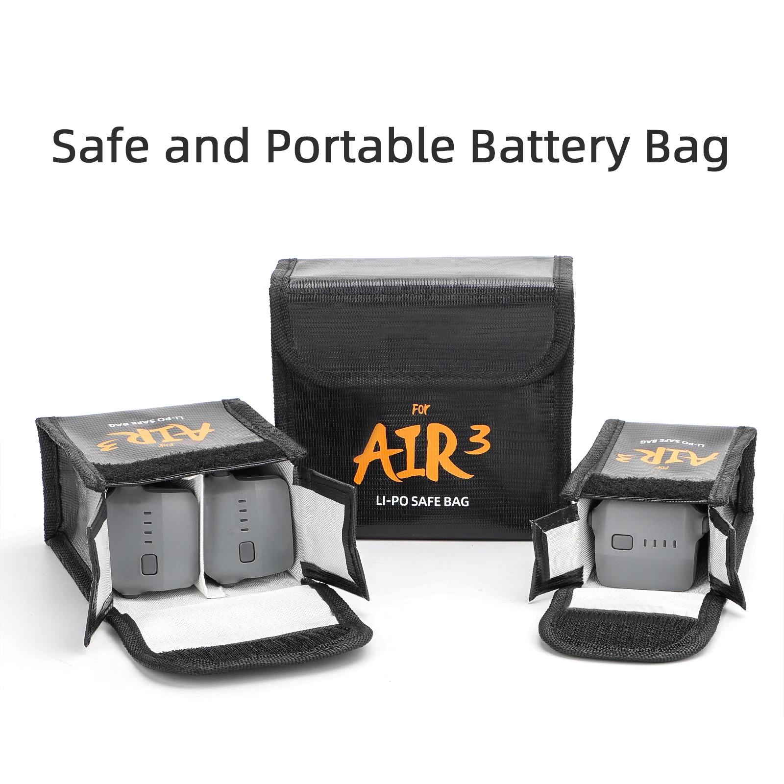 Battery Safe Bag For DJI Air 3 Drone Battery Storage Case Transport Safety Protector Explosion-proof Pouch Flame Retardant Black