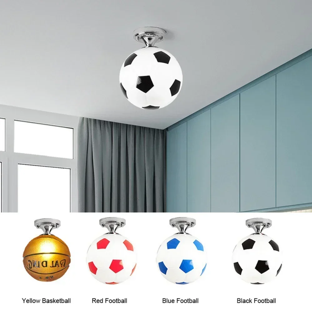 Soccer Ball LED Ceiling Lights 220V E27 Football Bar Club Lamp Creative Kids Boy\'s Bedroom Decoration Light Chandelier