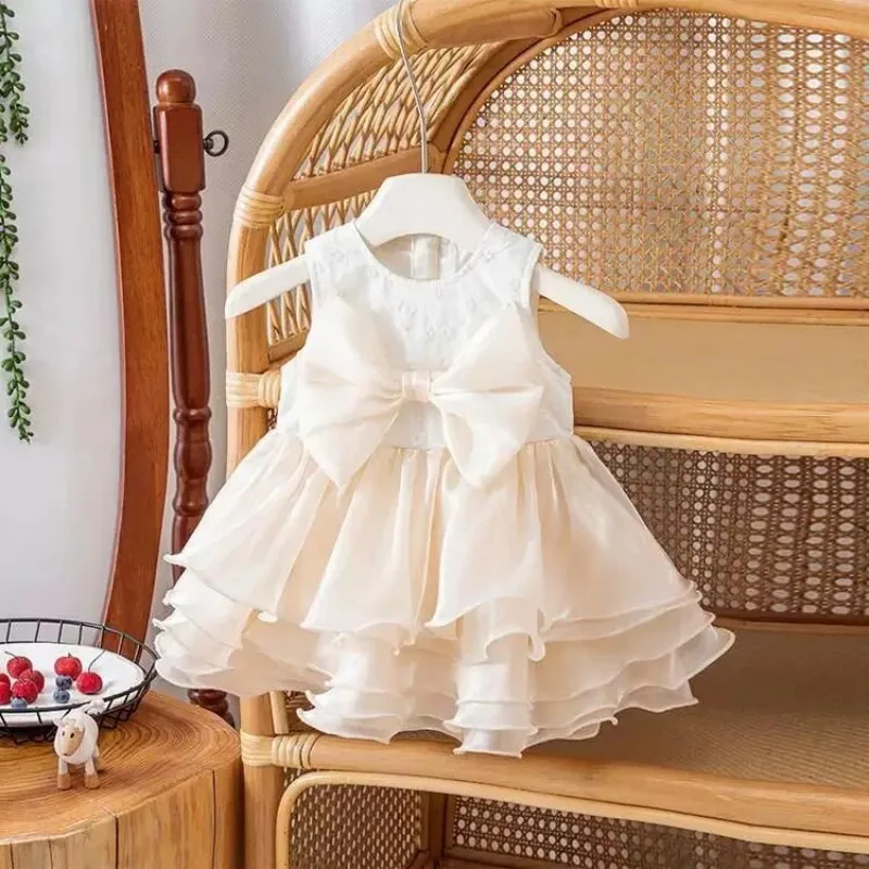 

Girls Sleeveless Dress Summer New Style Children's Sequin Butterfly Knot Princess Skirt Kids' Fashion Dress