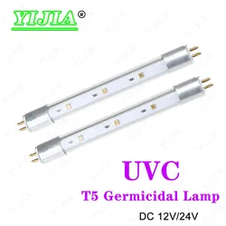 High Quality T5 Deep UV LED Ultraviolet Tube Lamps 270nm 280nm UVC with UVA 12V 24V For Purification Disinfection Sterilization
