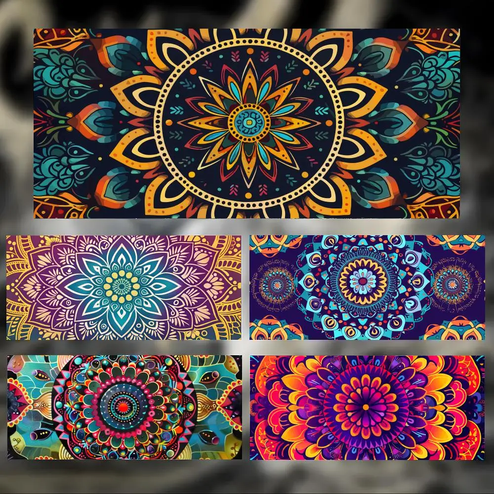 Colorful Mandala Boho Beautiful Art Mouse Pad Large Thick Desk Pad Stitched Edges Gaming Mouse Mat for PC