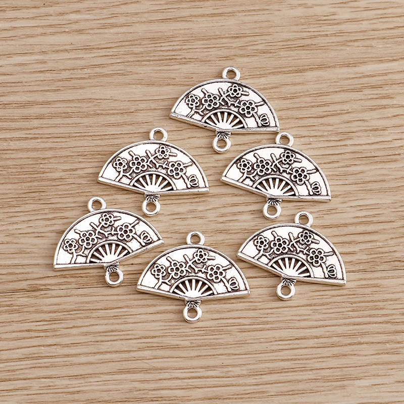 Tusember 20 Stück 14*15mm Metall-Doppelloch-Kirschblüten-Anhänger für Armbänder, Halsketten, DIY-Schmuckherstellungszubehör – Detail 5