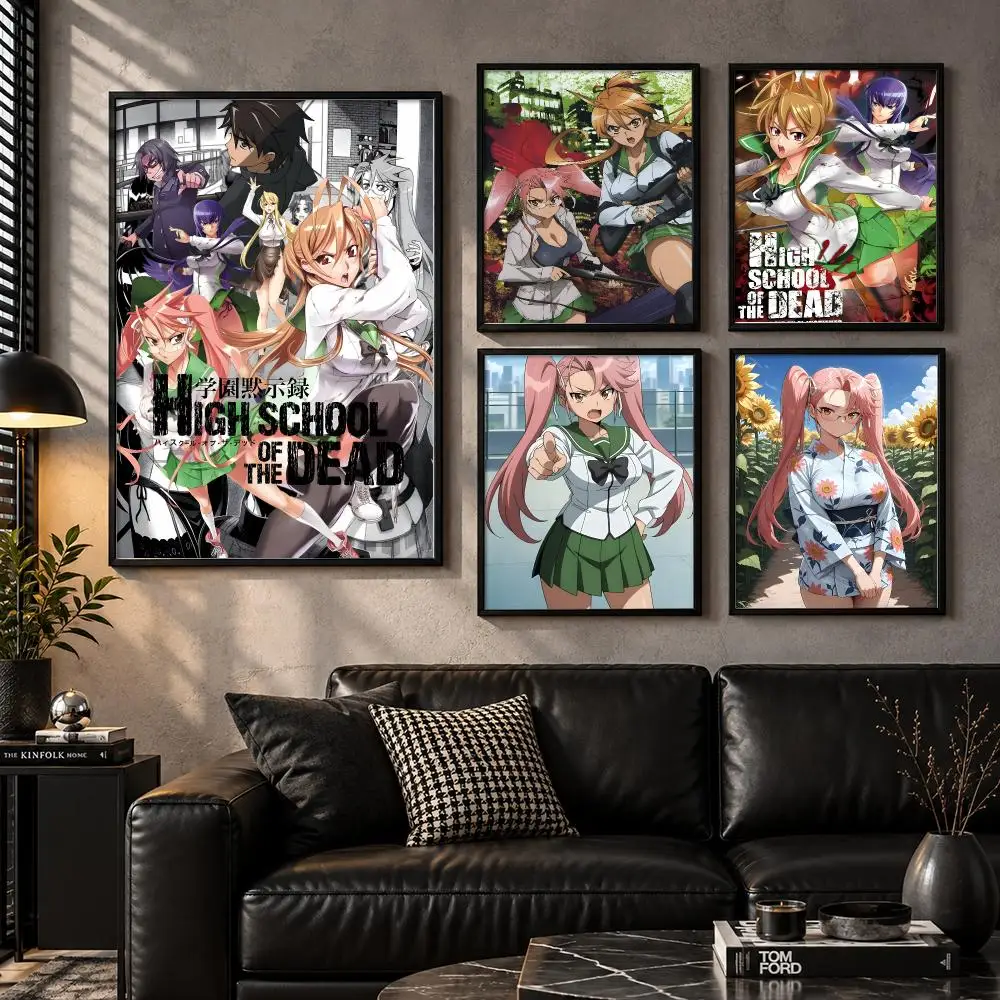 Highschool of the Dead Zombie Survival Horror Action Anime Saga Poster Aesthetic Unframed Wall Prints for Bedroom & Living Room