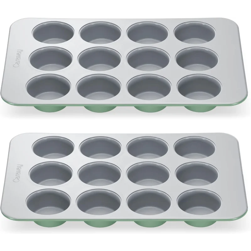 

Caraway Non-Stick Ceramic 12-Cup Muffin Pan Duo - Naturally Slick Ceramic Coating - Non-Toxic, PTFE & PFOA Free - Perfect