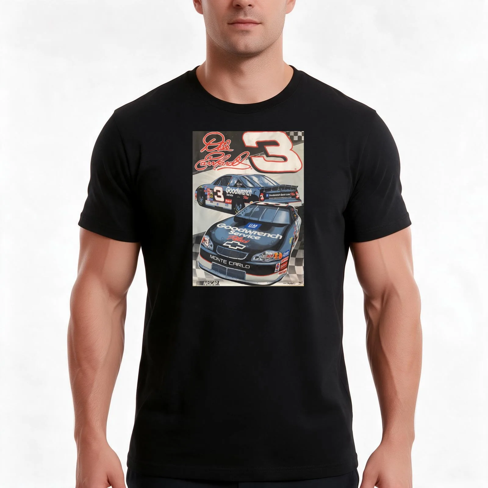 Dale Earnhardt The 3 Car T-Shirt, Summer Casual Cotton Tee, Oversized Streetwear Tops, Vintage Graphic Print, Unisex Men Women